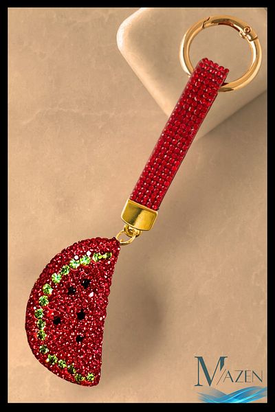 MAZEN Watermelon Slice Stone Charm Keychain |   Sparkly Bag Accessory |   Cute and Stylish Design