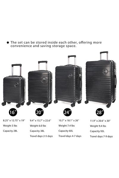 SUMAKA ABS+PC Travel Luggage set 6 pcs 16“+20”+24“+28” with backpack & toiletry bag - Hardshell Lightweight