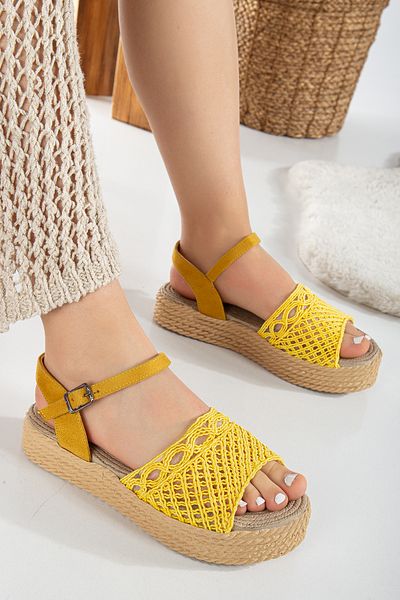 Hvz Straw Filling Sole Slippers Knitted Detailed Summer Beach Slippers and Casual Sandals - Get Number 1 Bigger -