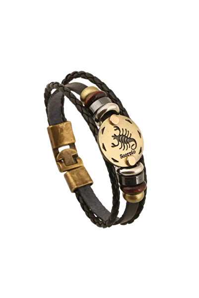 OEM BRĂȚARĂ DIN PIELE VINTAGE ZODIA SCORPIONULUI | 20,5 cm