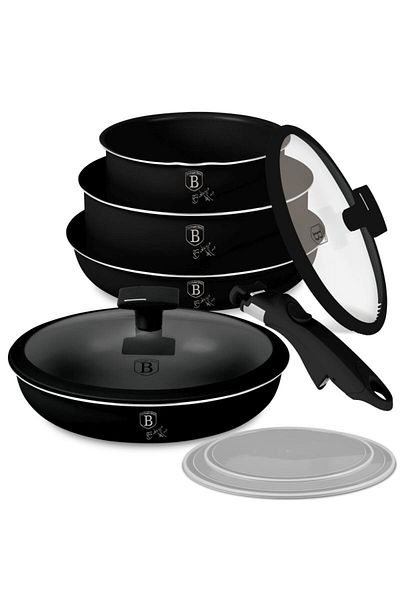 Berlinger Haus Titanium cookware set, Matte Black collection, consisting of 9 pieces