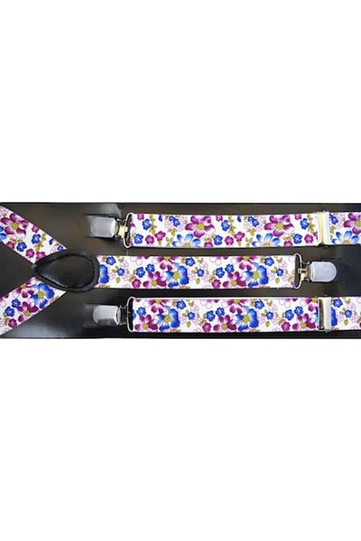 OEM Bretele unisex, model Y, elemente de fixare metalice, 25 mm, model floral, multicolore