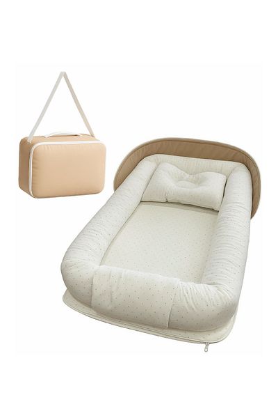 ngn collection Babynest with Bag Beige Baby Bag Portable Mother's Side Bed Polka Dot Newborn Baby Nest