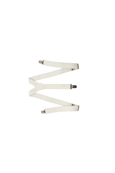 OEM Bretele albe, unisex, cu cleme metalice, 25 mm