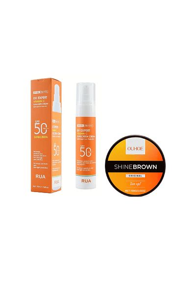 Belora Pachet Shine Brown Original, Accelerator de bronzare și cremă SPF 50