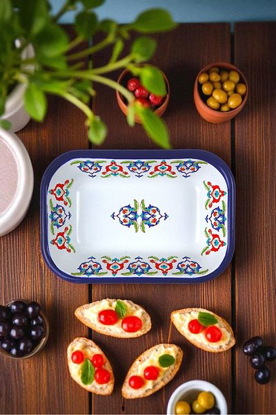 İnci Emaye No. 13 Enameled Square Plate Appetizer Breakfast Camping Picnic
