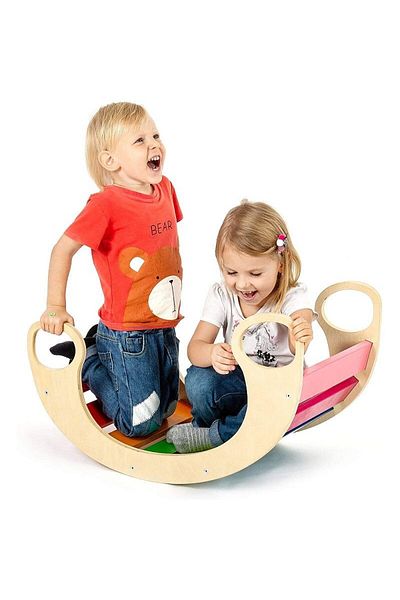 PROCART Wooden rocker, balance board, multifunctional, multicolor