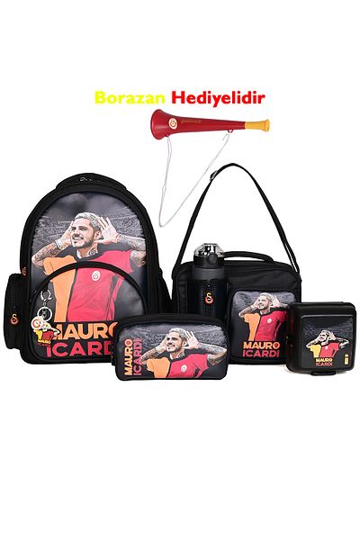 Galatasaray Mauro Icardi Licensed 5-Piece School Set (Backpack + Lunch Box + Pen Holder + Water Bottle + Food Container