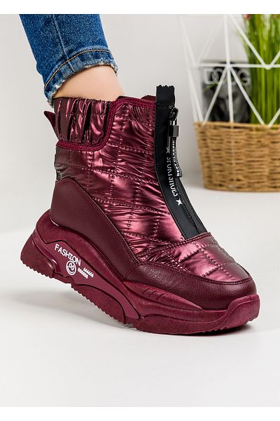 starlike Women's burgundy fur boots A166