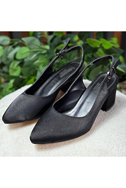 MEY Silvery Back Belt Thick Heel Shoes M1064