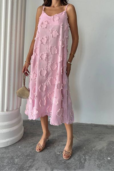 Neşeli Butik γυναικείο καλοκαιρινό φόρεμα με υφή φασολάδας χαλαρή κοπή NBG098