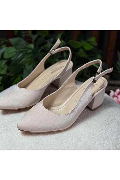 MEY Silvery Back Belt Thick Heel Shoes M1063