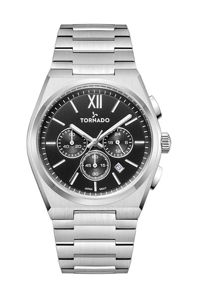 Tornado Aurora Nova Men's Multi Function Black Dial Watch - T24105-SBSB