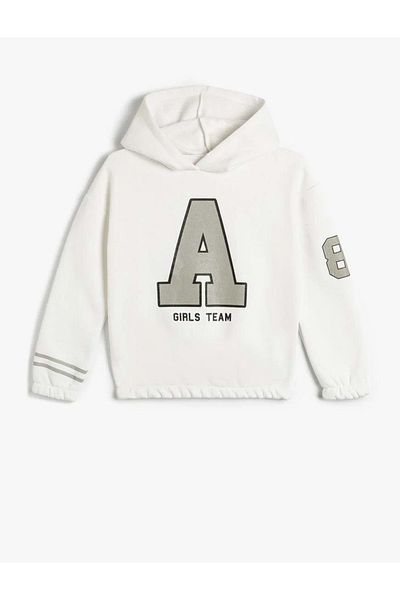 Koton Hooded Songbird Sleeve Glitter Print Detailed Long Sleeve Ribbon