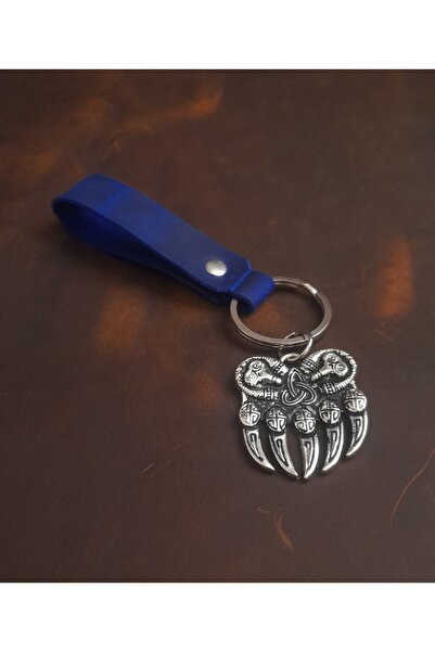 E&F Takı سلسلة مفاتيح من الجلد الطبيعي بتصميم مخلب الدب