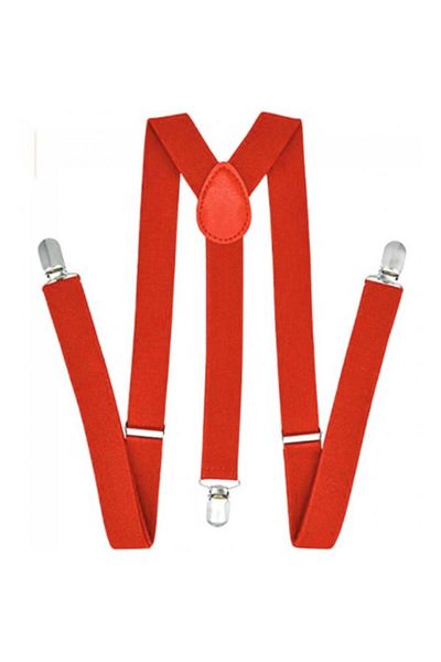 OEM Bretele unisex, cleme metalice, 2,5 cm, roșii