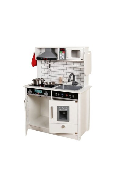 PROCART Wooden kitchen for children, illuminated, sound, 4 accessories included, vintage, 65x97.5x30 cm
