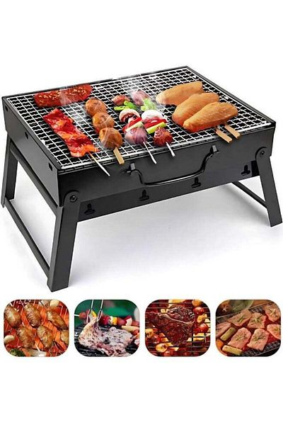 Primo Plus Foldable Stainless Steel Grill, Portable Charcoal Grill for Outdoor Use, Durable and Easy to Clean,