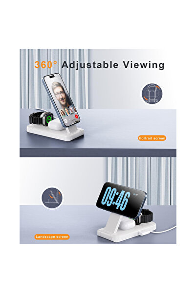 OEM Încărcător wireless 3 în 1, alb