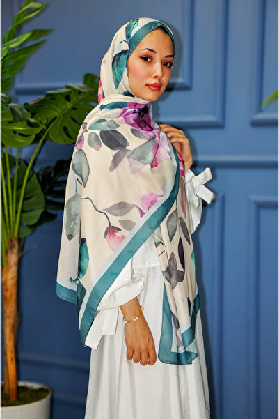 MSCARFS Iris Pattern Cotton Voile Silk Shawl