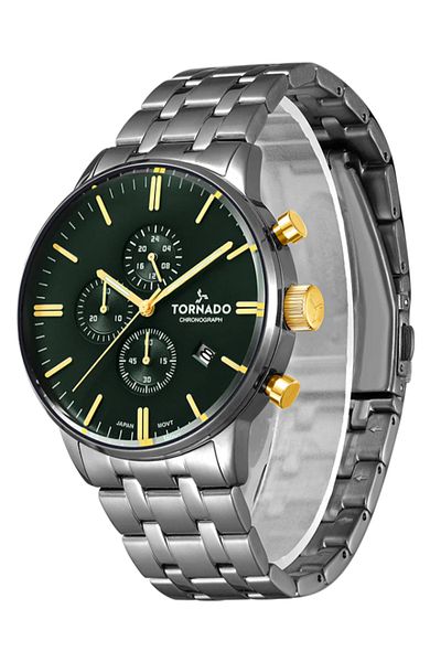 Tornado ساعة سيليستيا إيليت كرونوغراف للرجال بمينا أخضر - T6102-SBSH