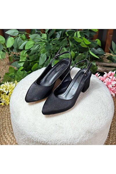 MEY Silvery Back Belt Thick Heel Shoes M1064