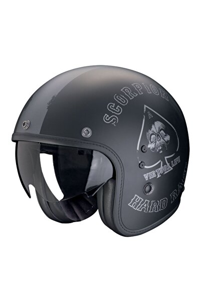 Scorpion Belfast Evo Spade Açık Motosiklet Kaskı Mat Siyah Gümüş