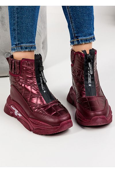 starlike Women's burgundy fur boots A166