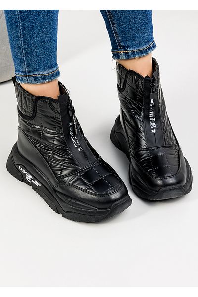 starlike Women's black fur boots A166