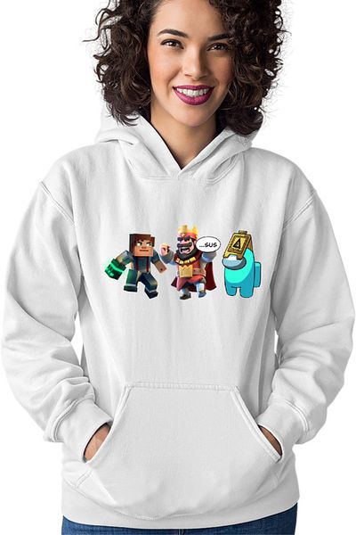 OEM Women's Hoodie Clash Royale Among Us Caution Minecraft Steve