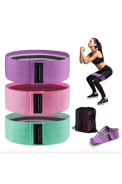 OEM Set benzi elastice pentru fitness, 3 piese, multicolore, pentru yoga și Pilates
