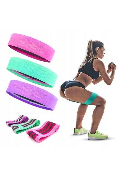 OEM Set 3 Resistance Bands, Pink, Green, Violet, 8x64cm, 8x74cm, 8x84cm