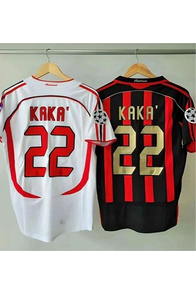 BARBITOS مجموعة قميص M.i.l.a.n Kaka 22 Nostalji للبالغين باللونين الأسود والأبيض مكونة من قطعتين بأكمام قصيرة 06DS