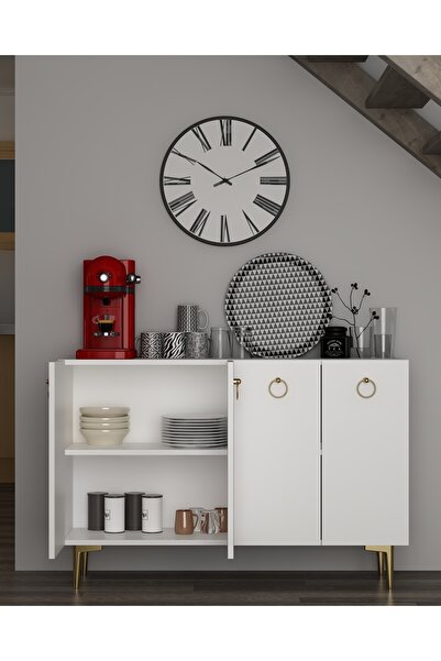 DEMONTE DECOR EFESDD MUTFAK KİLER DOLABI BEYAZ-BEYAZ-ALTIN