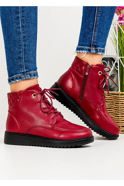 starlike Women's burgundy fur boots A186