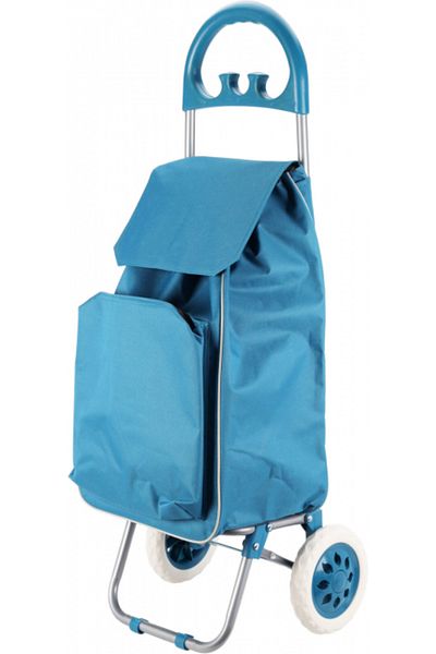 Koopman Foldable Shopping Trolley with 2 Wheels, Front Pocket, Blue – 30L