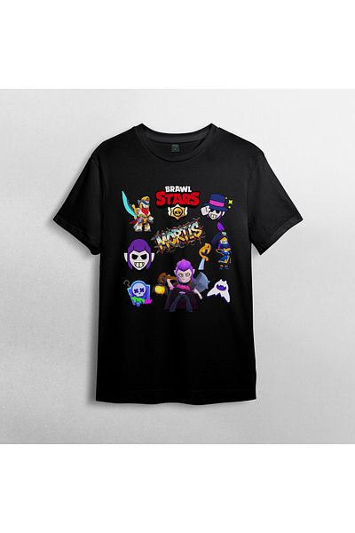 Pixxa Mortis Brawl Stars Unisex 100% Cotton Crew Neck T-Shirt Model 1