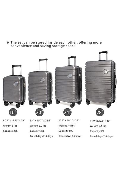 SUMAKA ABS+PC Travel Luggage set 6 pcs 16“+20”+24“+28” with backpack & toiletry bag - Hardshell Lightweight