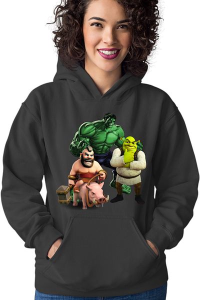 OEM Hanorac Femei Hulk Shrek Clash of Clans Pig Ride Survival