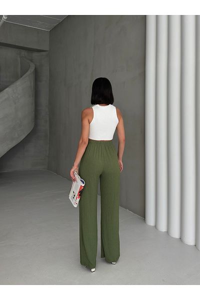 alenmoda Women's Seersucker Fabric Pocket Pants