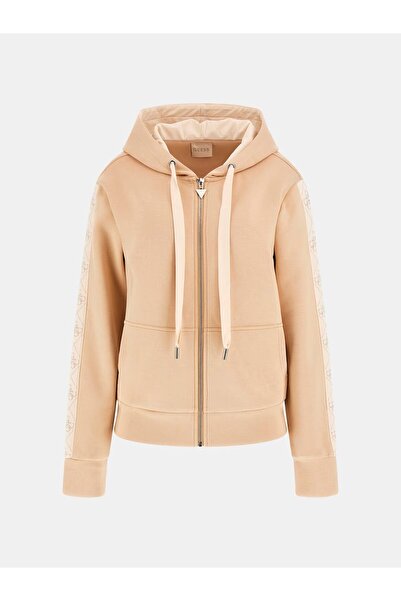 Guess Tam fermuarlı dalış kumaşlı kapüşonlu üst w5yq05kbye2