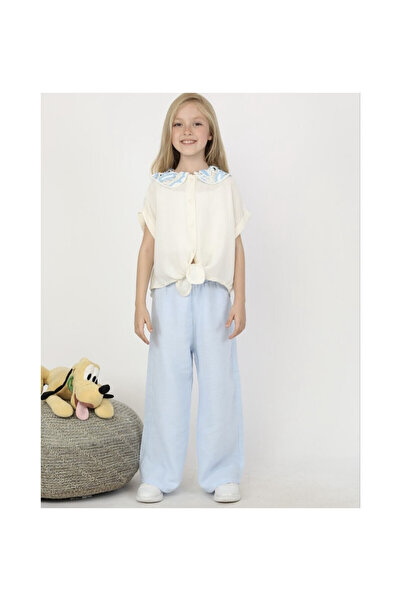 Generic Brand Girl's Collar Muslin Fabric Shirt and Pants Set