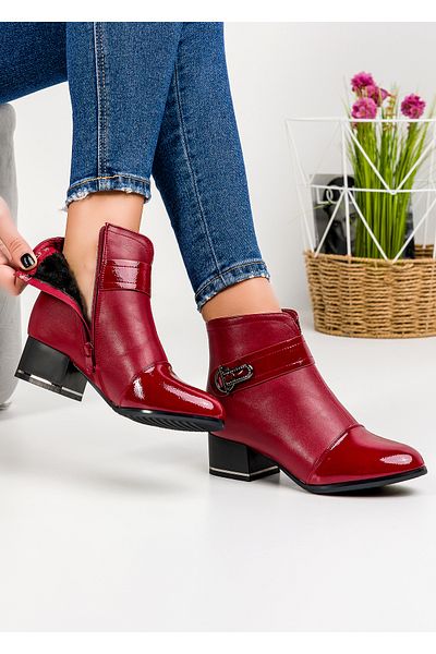starlike Women's burgundy fur ankle boots A176