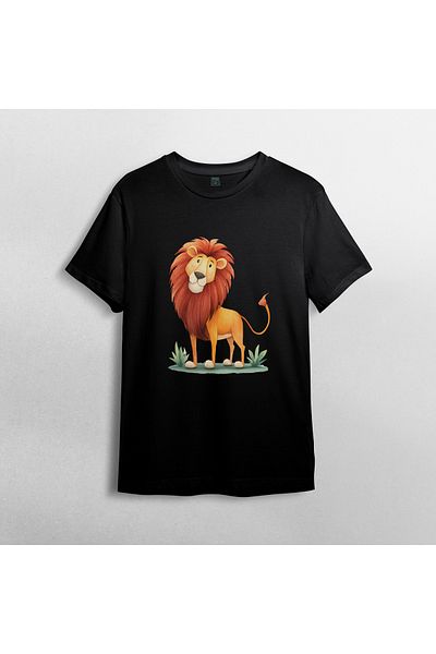 Pixxa Cute Lion Unisex 100% Cotton Crew Neck T-Shirt