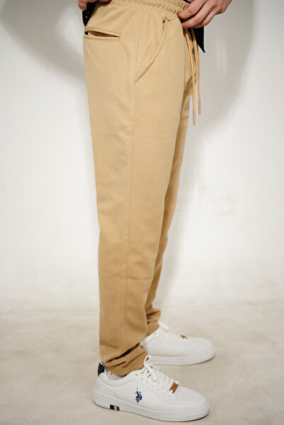 ASG TEKSTİL Beige Color Dobby, Slim Fit Men's Trousers
