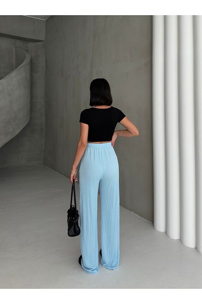 alenmoda Women's Seersucker Fabric Pocket Pants