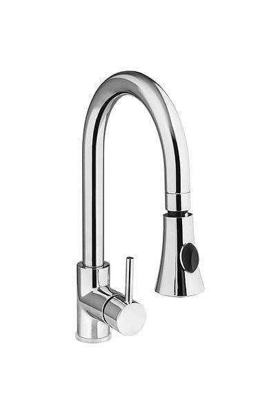 HENDI Bateria umywalkowa kuchenna z prysznicem jednootworowa nierdzewna wys. 370 mm - 810163