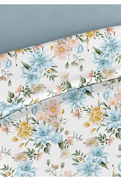 Evim Aster 100% Cotton Double Duvet Cover Set 200X220Cm Light Yellow Blue