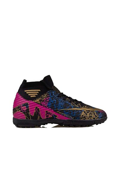 m2s Black Men's High-Rise Flexible Astroturf Field Shoes