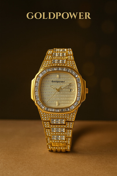 Goldpower Popular Stone Model Calendar Metal Women's Wrist Watch